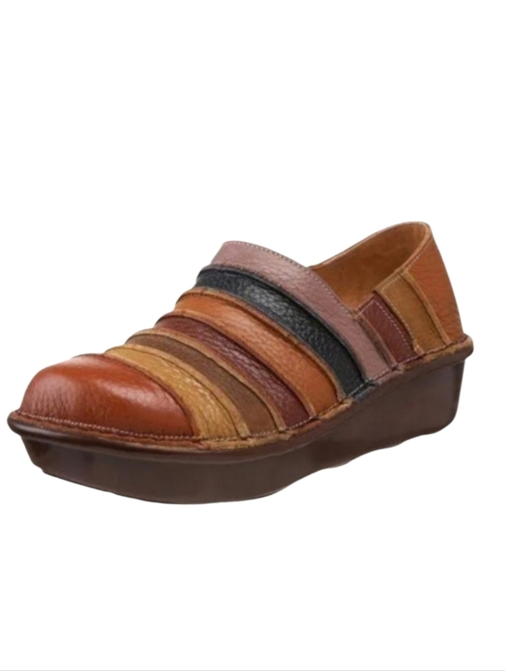 SPRING STEP Multi-Color Striped Leather Firefly Comfort Support Clogs 9.